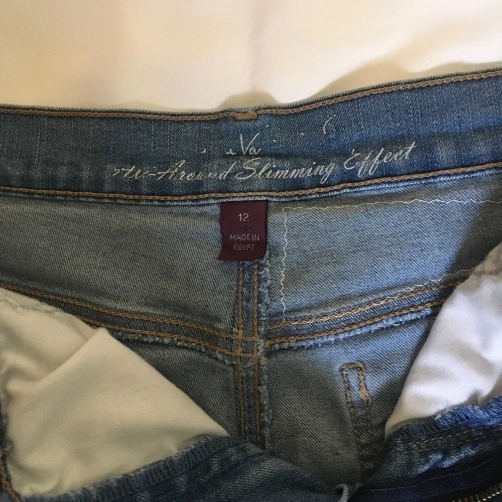 Upcycled Reworked Patchwork Denim Shorts Size 12 - Picture 4 of 14